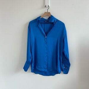 Zara Blue Satin Button Up